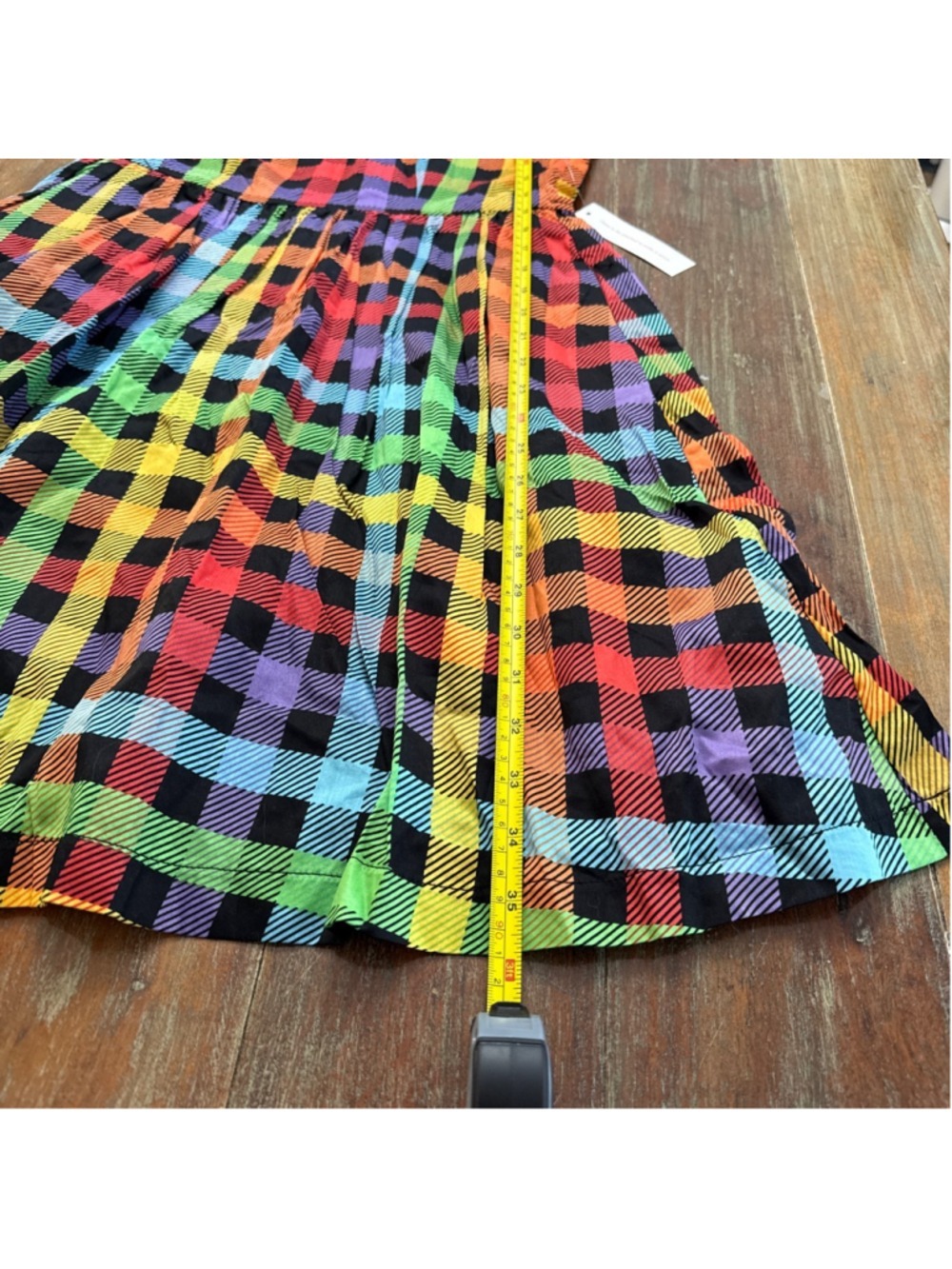 ModCloth Optimistic Effect Rainbow Gingham Fit & Flare Dress NWOT S 100% Cotton - Picture 9 of 11